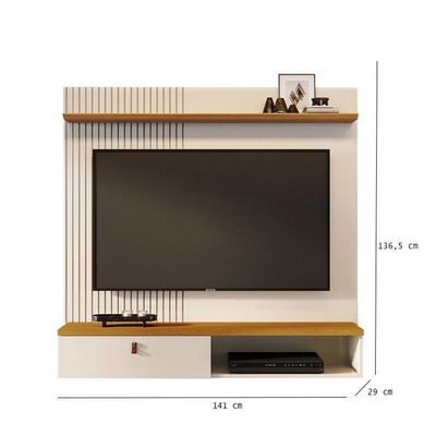 Estante Home Theater Suspenso íris Com Aparador Estoril Cinamomo Off White - Madetec