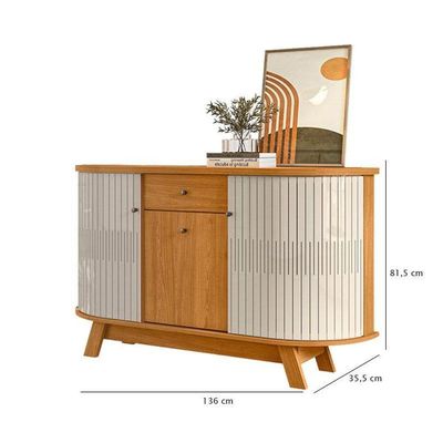 Estante Home Theater Suspenso íris Com Aparador Para Sala Buffet Monza Cinamomo Off White - Madetec