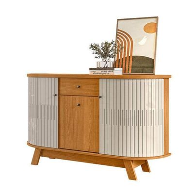 Estante Home Theater Suspenso íris Com Aparador Para Sala Buffet Monza Cinamomo Off White - Madetec