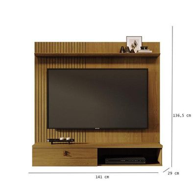 Estante Home Theater Suspenso íris Cumaru Com Aparador Para Sala Buffet Mônaco Cumaru Opala - Madetec