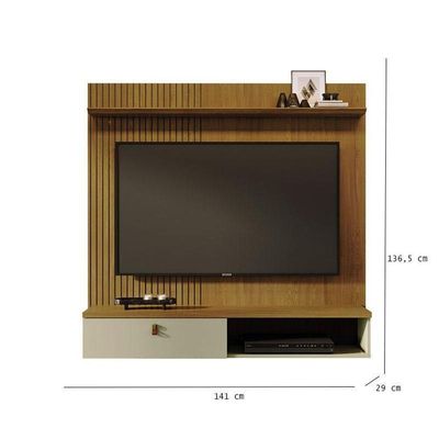 Estante Home Theater Suspenso íris Com Aparador Para Sala Buffet Monza Cumaru Opala - Madetec