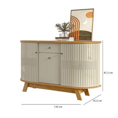 Estante Home Theater Suspenso íris Com Aparador Para Sala Buffet Monza Cumaru Opala - Madetec