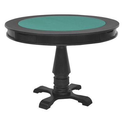Mesa de Jogos Carteado Victoria 4 Lugares Tampo Reversível com Gavetas e Porta Copos Preto Fosco