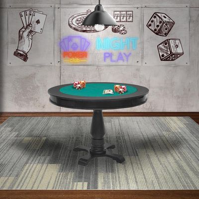 Mesa de Jogos Carteado Victoria 4 Lugares Tampo Reversível com Gavetas e Porta Copos Preto Fosco