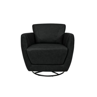 Kit 2 Poltronas Decorativas Valentina Sala de Estar Giratória Couro Preto Manchado G40 - Gran Belo