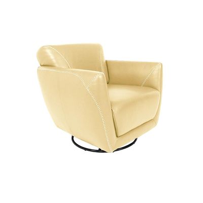 Poltrona Decorativa Valentina Sala de Estar Giratória Couro Creme G40 - Gran Belo