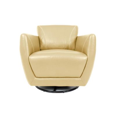 Poltrona Decorativa Valentina Sala de Estar Giratória Couro Creme G40 - Gran Belo