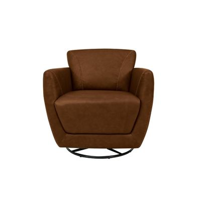 Poltrona Decorativa Valentina Sala de Estar Giratória Couro Marrom Chocolate Manchado G40 - Gran Belo
