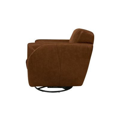 Poltrona Decorativa Valentina Sala de Estar Giratória Couro Marrom Chocolate Manchado G40 - Gran Belo