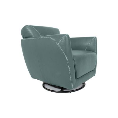 Poltrona Decorativa Valentina Sala de Estar Giratória Couro Azul Majestic G40 - Gran Belo