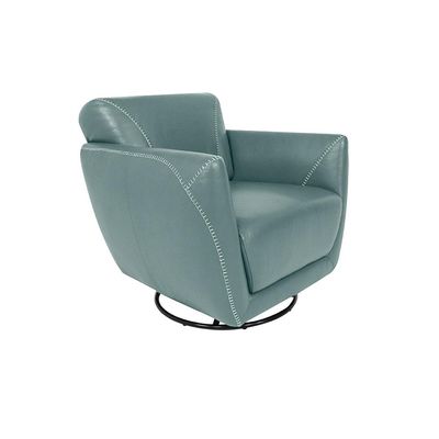 Poltrona Decorativa Valentina Sala de Estar Giratória Couro Azul Majestic G40 - Gran Belo