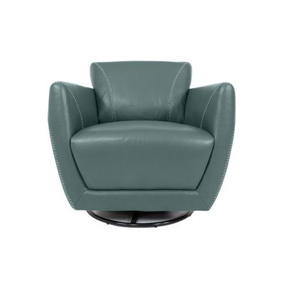 Poltrona Decorativa Valentina Sala de Estar Giratória Couro Azul Majestic G40 - Gran Belo