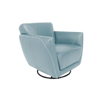Poltrona Decorativa Valentina Sala de Estar Giratória Couro Azul Celeste G40 - Gran Belo