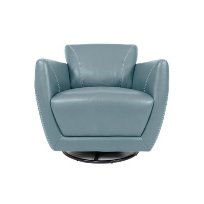 Poltrona Decorativa Valentina Sala de Estar Giratória Couro Azul Celeste G40 - Gran Belo
