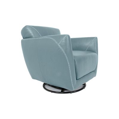 Poltrona Decorativa Valentina Sala de Estar Giratória Couro Azul Celeste G40 - Gran Belo