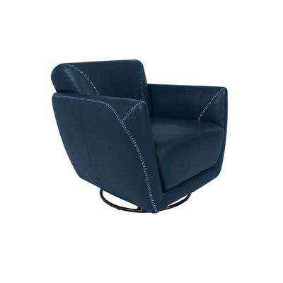 Poltrona Decorativa Valentina Sala de Estar Giratória Couro Azul Marinho Brilho G40 - Gran Belo
