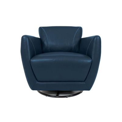 Poltrona Decorativa Valentina Sala de Estar Giratória Couro Azul Marinho Brilho G40 - Gran Belo