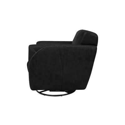 Poltrona Decorativa Valentina Sala de Estar Giratória Couro Preto Manchado G40 - Gran Belo