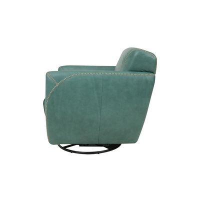 Poltrona Decorativa Valentina Sala de Estar Giratória Couro Azul Turquesa Manchado G40 - Gran Belo