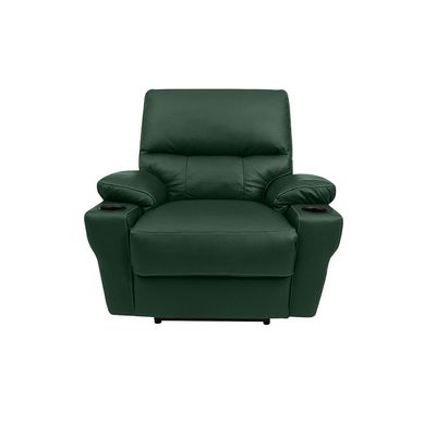 Poltrona do Papai Sala de Cinema Mia Reclinável Retrátil Power Elétrico Base Fixa Couro Verde Brilho G40 - Gran Belo