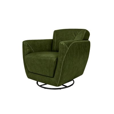Kit 2 Poltronas Decorativas Valentina Sala de Estar Giratória Couro Verde Manchado G40 - Gran Belo