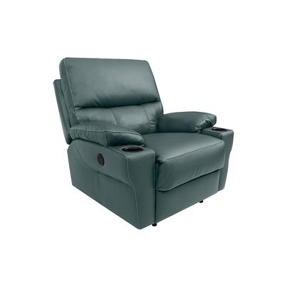 Poltrona do Papai Sala de Cinema Mia Reclinável Retrátil Power Elétrico Base Fixa Couro Azul Majestic G40 - Gran Belo