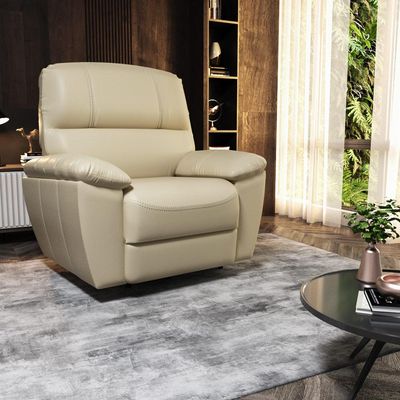 Poltrona do Papai Reclinável Elétrica Armênia Power Touch Couro Off White - Gran Belo