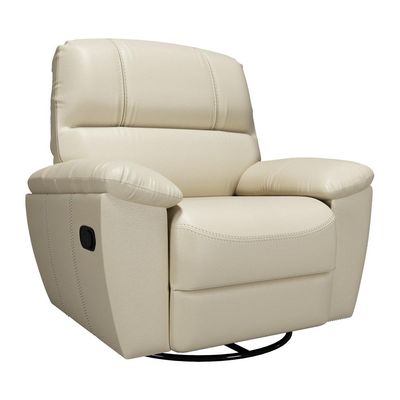 Poltrona do Papai Reclinável Giratória Armênia Glider Mecânico Couro Off White - Gran Belo
