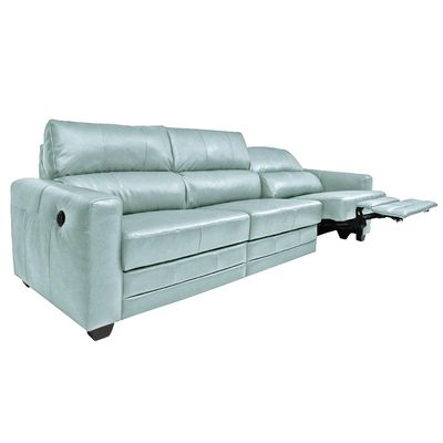 Sofá Sala de Cinema Elétrico Maldivas Reclinável Retrátil 4 Lugares 281cm Couro Azul Claro G40 - Gran Belo