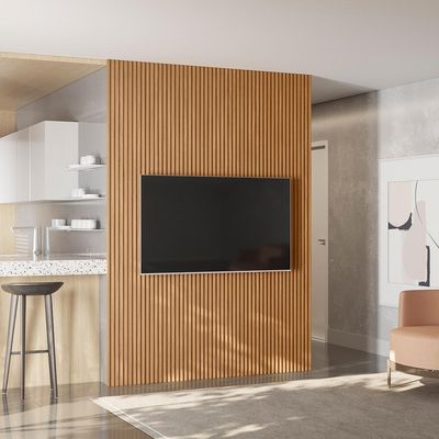 Painel Decorativo Ripado para Parede Mahalo 180x250 MDP Nature G77 - Gran Belo