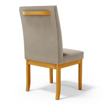Cadeira de Sala de Jantar Estofada Gomes Madeira Maciça Suede Bege G78 - Gran Belo