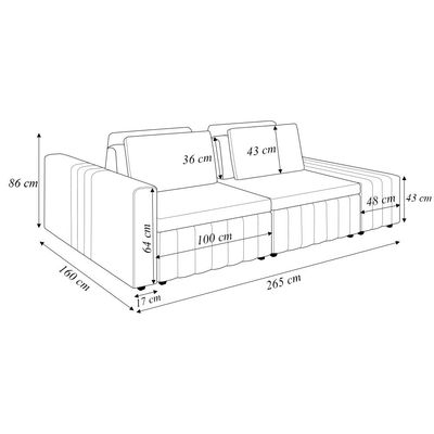 Sofá Ilha com Encosto e Almofadas Móveis Olimpo 265cm Modulado Linho/PU Bege/Preto G45 - Gran Belo