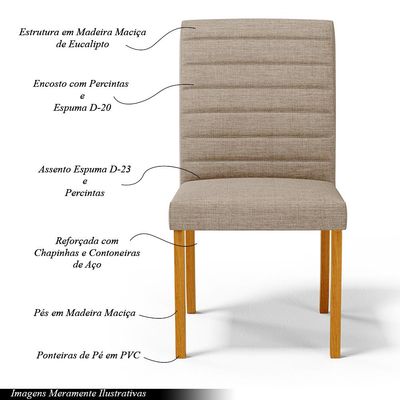 Cadeira de Sala de Jantar Estofada Veiga Madeira Maciça Suede Bege G78 - Gran Belo