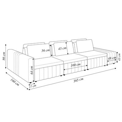 Sofá Ilha com Encosto e Almofadas Móveis Olimpo 365cm Modulado Linho/PU Bege/Caramelo G45 - Gran Belo