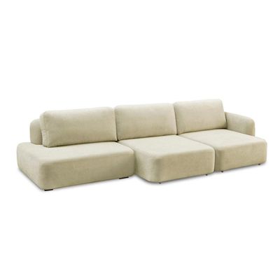 Sofá Decorativo Santiago 6 Lugares 372cm Sala de Estar Retrátil Modulado Bouclê Off White G89 - Gran Belo