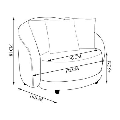 Poltrona Decorativa Base Fixa Galáxia com Almofadas Linho Chumbo G45 - Gran Belo