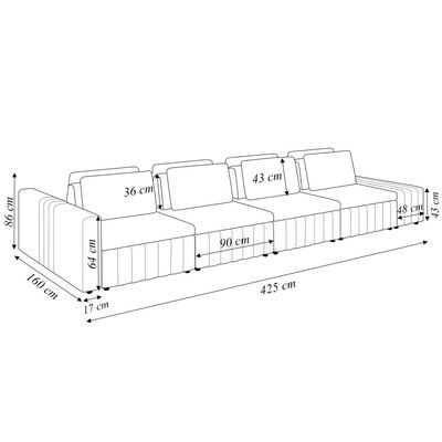 Sofá Ilha com Encosto e Almofadas Móveis Olimpo 425cm Modulado Linho/PU Verde/Marrom G45 - Gran Belo