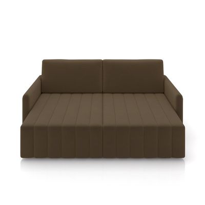 Sofá-Cama Decorativo Retrátil Thanos 2 Lugares 220cm Veludo Marrom G45 - Gran Belo