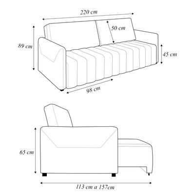 Sofá-Cama Decorativo Retrátil Thanos 2 Lugares 220cm Veludo Marrom G45 - Gran Belo