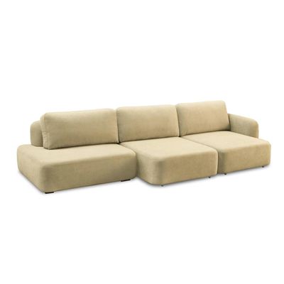 Sofá Decorativo Santiago 6 Lugares 402cm Sala de Estar Retrátil Modulado Bouclê Bege G89 - Gran Belo