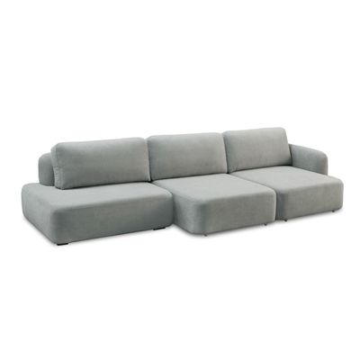 Sofá Decorativo Santiago 6 Lugares 402cm Sala de Estar Retrátil Modulado Bouclê Cinza G89 - Gran Belo