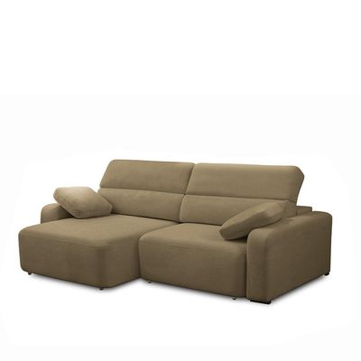 Sofá Decorativo Sala de Estar Ícaro 3 Lugares 220cm Reclinável e Retrátil Bouclê Castor