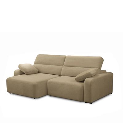Sofá Decorativo Sala de Estar Ícaro 2 Lugares 200cm Reclinável e Retrátil Bouclê Bege