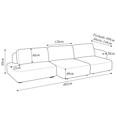 Sofá Decorativo Santiago 6 Lugares 402cm Sala de Estar Retrátil Modulado Bouclê Off White G89 - Gran Belo