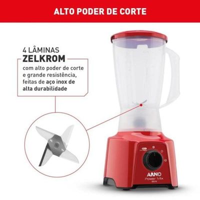 Liquidificador Arno Power Mix 550W Vermelho 110V