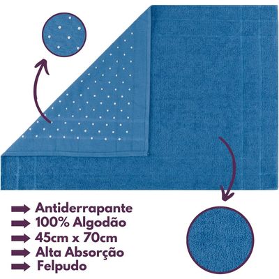 Jogo de Toalhas Gigante Itália Soft 2 Banhão + 2 Rosto + 2 Tapete Luxo 100% Algodão - Azul