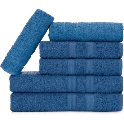 Jogo de Toalhas Gigante Itália Soft 2 Banhão + 2 Rosto + 2 Tapete Luxo 100% Algodão - Azul