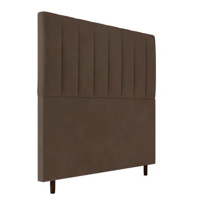 Cabeceira Decorativa Udine Casal 140cm Veludo Marrom - Gran Belo