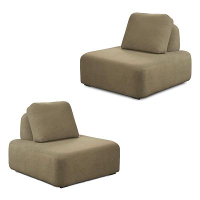 KIt 2 Poltronas Decorativas Santiago Sala de Estar Pés em Madeira Bouclê Castor G89 - Gran Belo