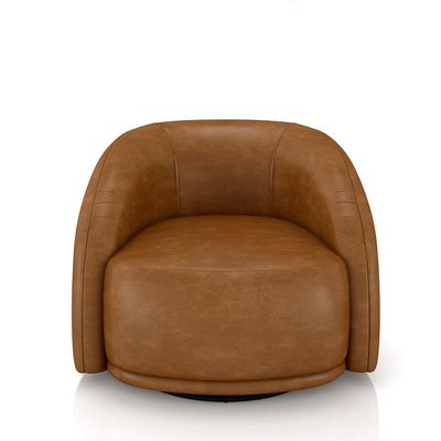 Poltrona Decorativa Jenny Base Giratória em Metal Preto PU Caramelo G45 - Gran Belo